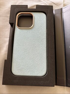 iPhone 13 Pro Premium Light Blue iPhone Case with Rose Gold Camera Ring
